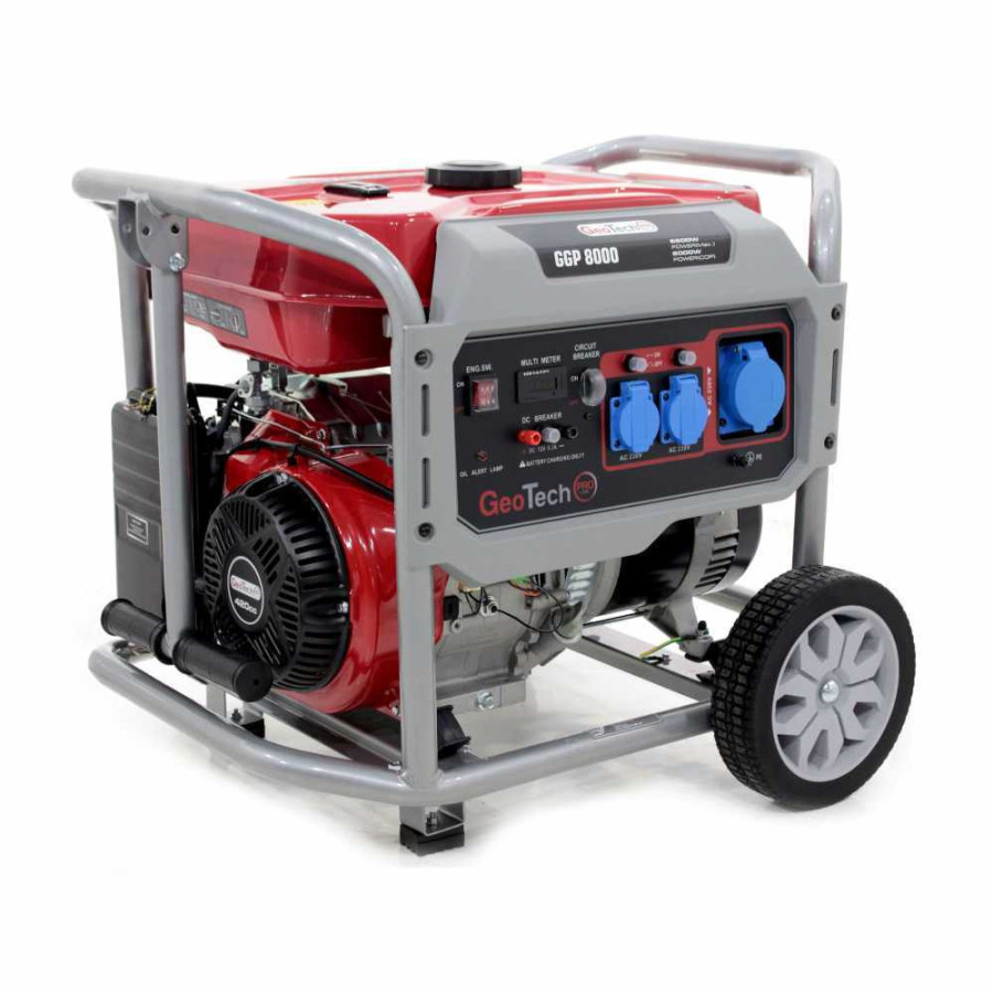 Groupe électrogène 6.5 Kw monophasé à essence sur chariot GeoTech Pro GGP 8000