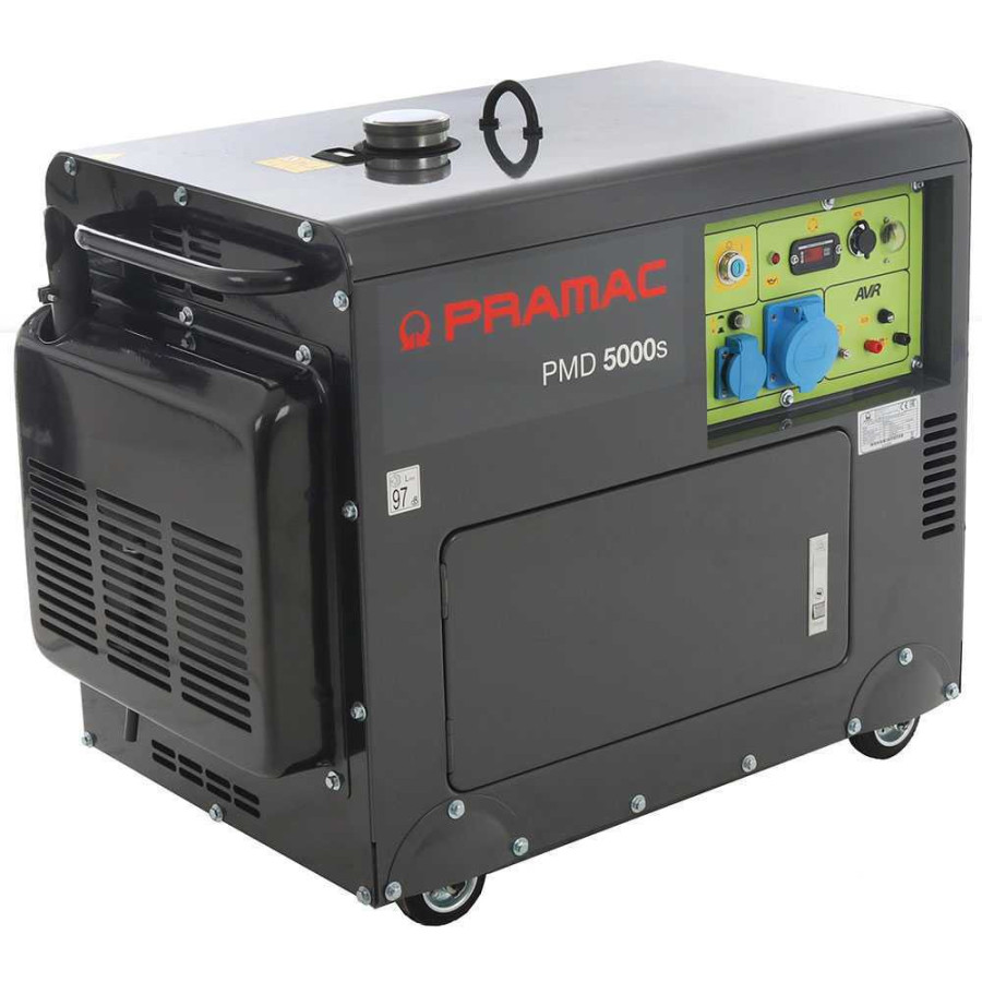 Groupe électrogène 5 kW monophasé diesel insonorisé sur roues Pramac PMD5000s