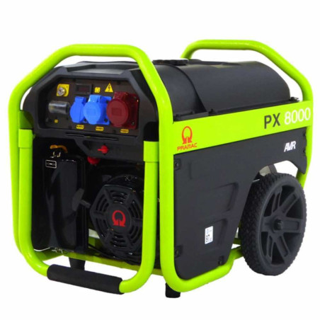Groupe électrogène 4.8 KW triphasé à essence sur chariot Pramac PX 8000